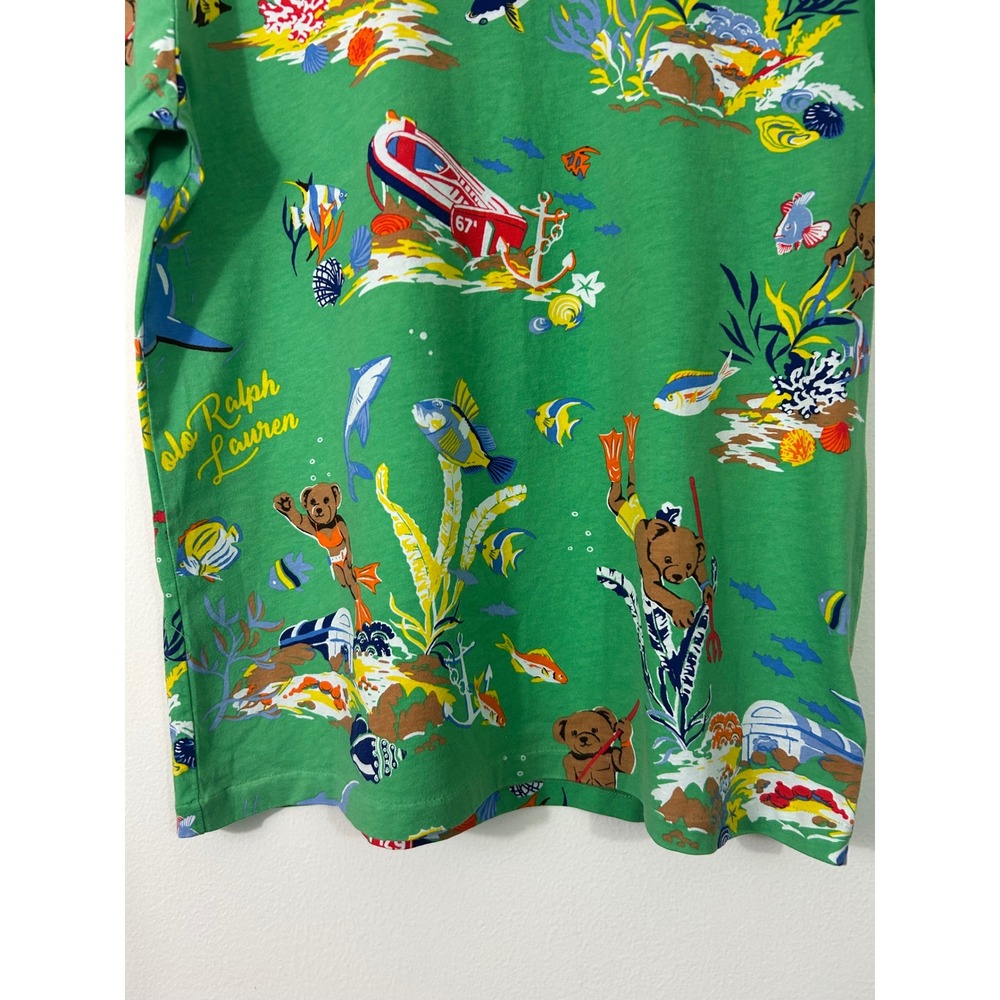 Polo Ralph Lauren Mens Green Scuba Diving Polo Bear All Over Print T-Shirt M - Picture 5 of 10